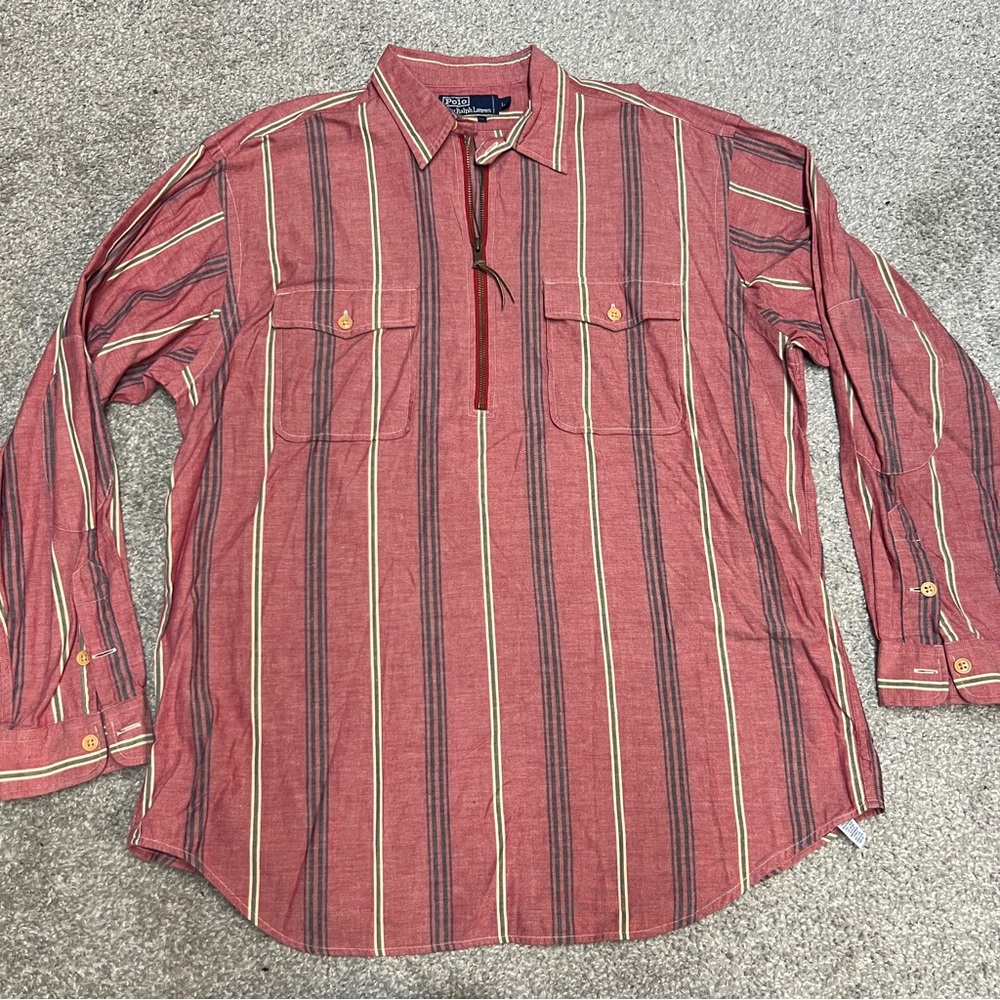 Polo by Ralph Lauren Red Striped Casual Button-Down Shirt